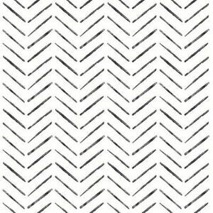 NuWallpaper -  Black Chevron 216"x20.5" Peel and Stic Black